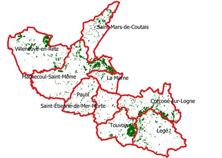 Carte sud retz atlantique forets bois