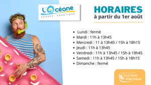 piscine océane - horaires d'août 2023