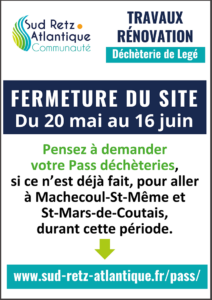 Fermeture déchèterie Legé mai 2024 - Sud Retz Atlantique Communauté